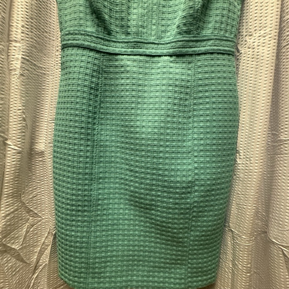 Liz‎ Claiborne Aqua Green Sheath Midi Dress Scoop Neck Midi Size 12 Sleeveless - Picture 4 of 11